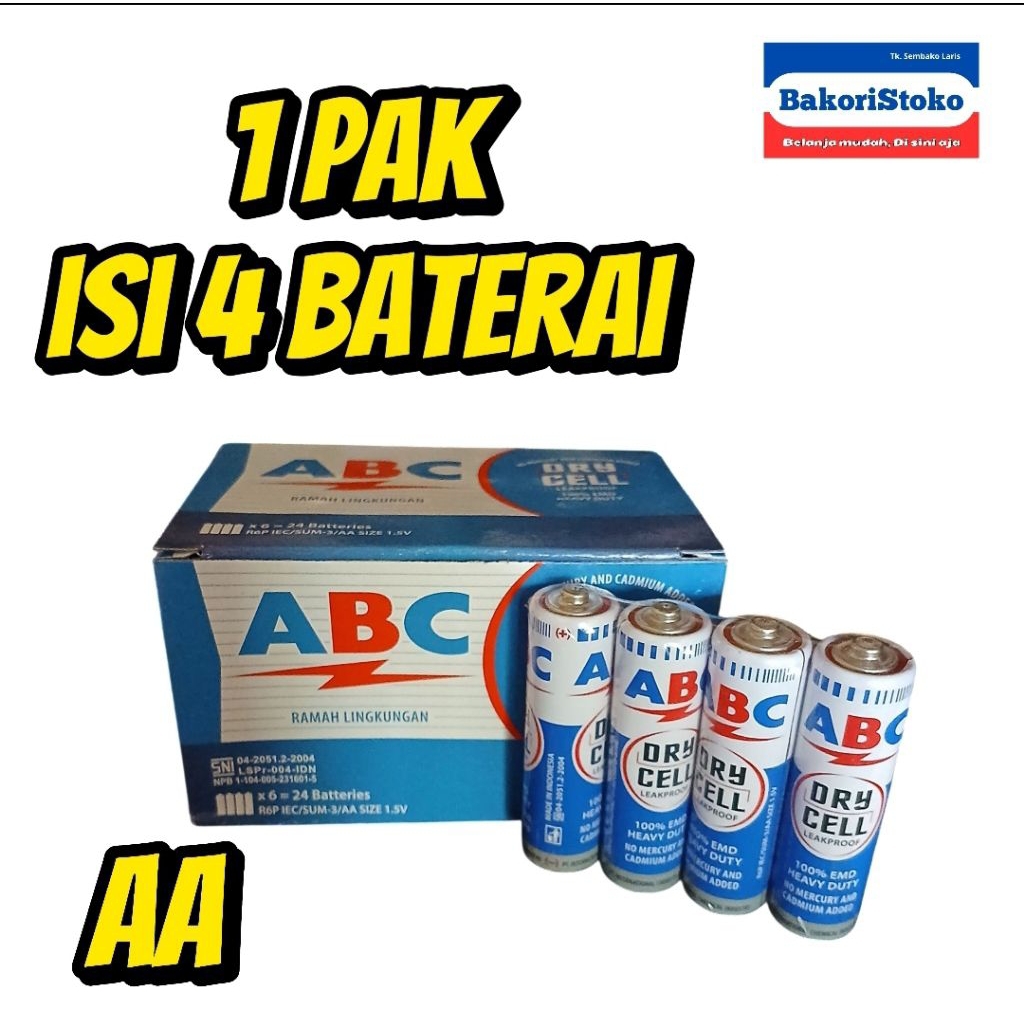 1 Pak Isi 4 Baterai ABC Biru Untuk Jam Dinding / Baterai ABC untuk Jam Dinding Isi 4Baterai