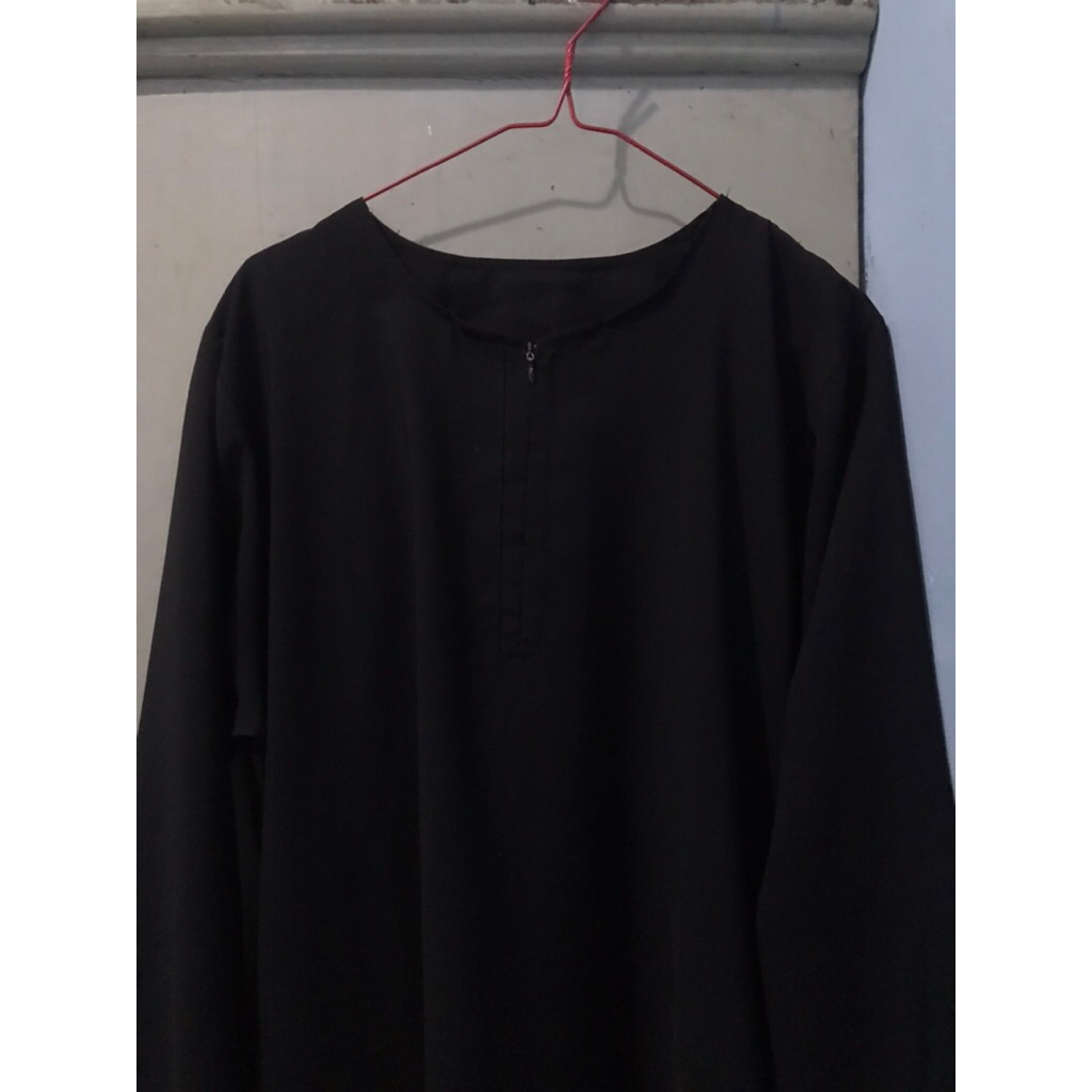 PL PRELOVED Gamis Hitam Polos Lengan Panjang Wanita | Dress Muslim Basic Simple |