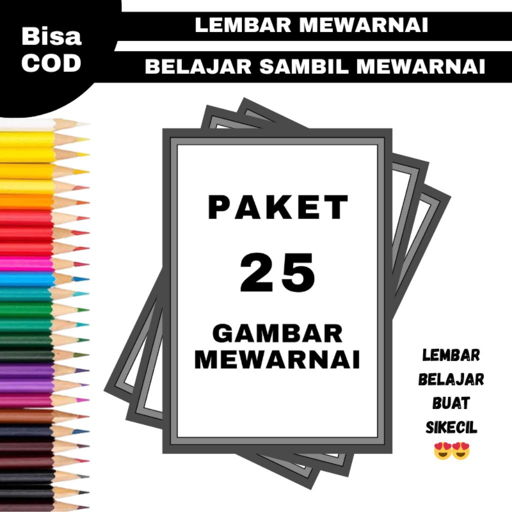 

PAKET MURAH 25 Lembar Mewarnai Gambar Buat Anak-anak Balita/PAUD/TK