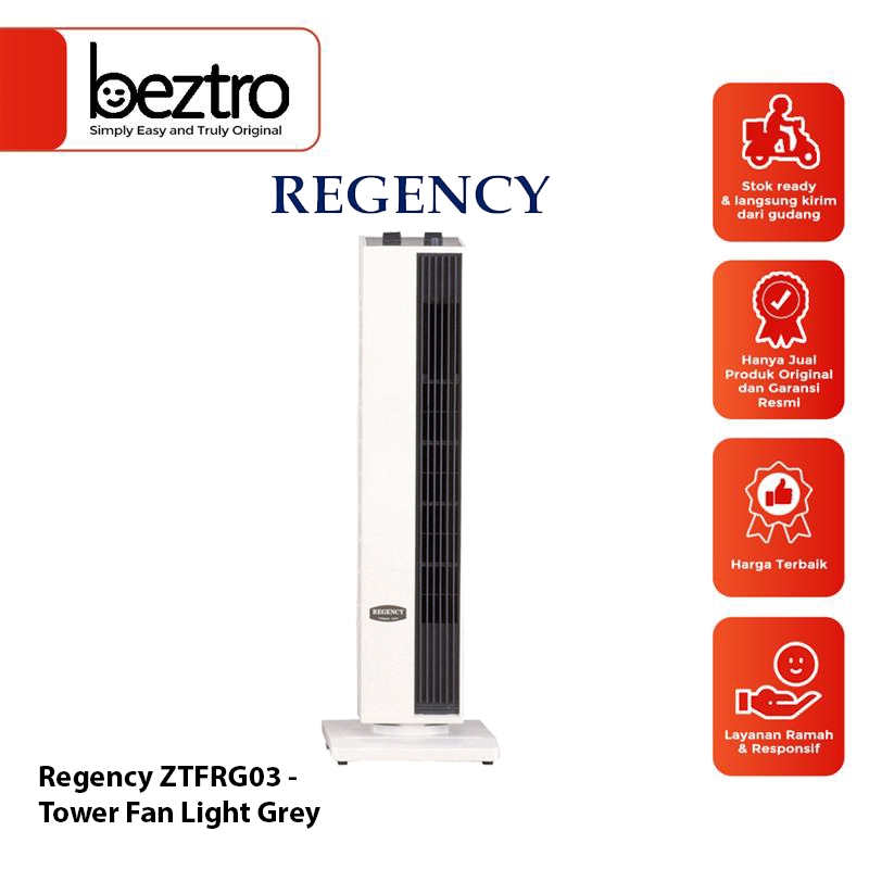 Regency Tower Fan ZTF-RG03 – Kipas Angin Tower Fan 50 Watt 3 Kecepatan Light Grey ZTFRG03