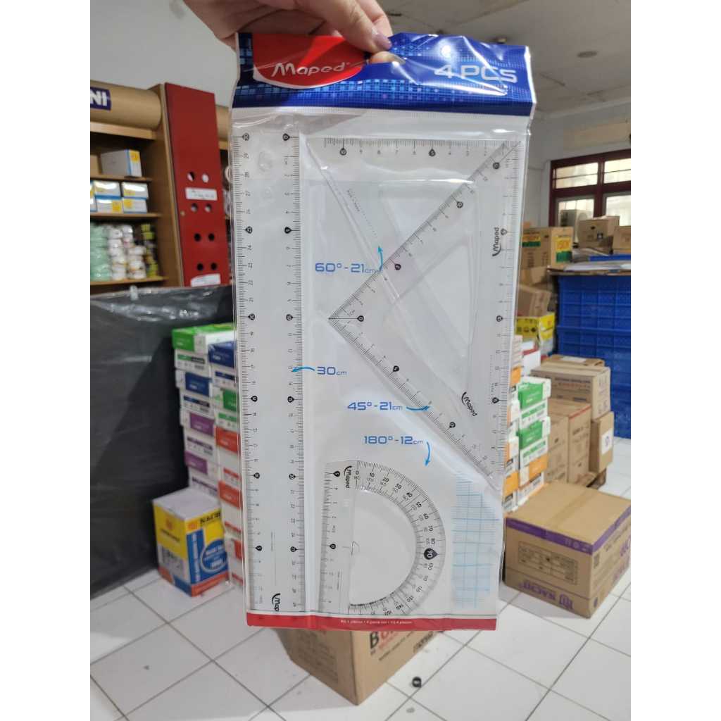

maped penggaris essentials set isi 4 30 cm penggaris set segitiga busur dan lurus mape penggaris set isi 4