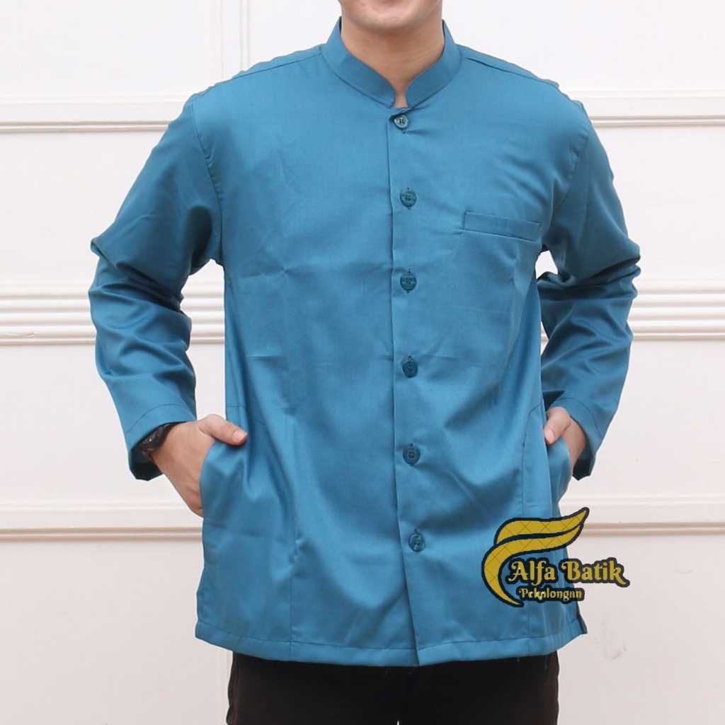 new arrival baju muslim koko haibah habib lengan panjang polos terompah ammu kafana ukuran dewasa