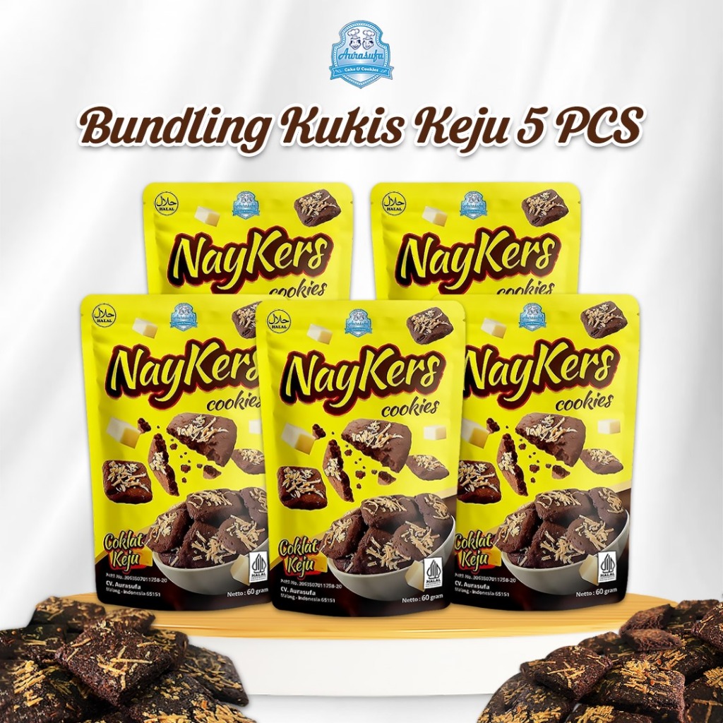 

Naykers Chocolate Cheese 60gr, Camilan Premium, Cookies Kukis Aurasufa food-Paket 5 pcs