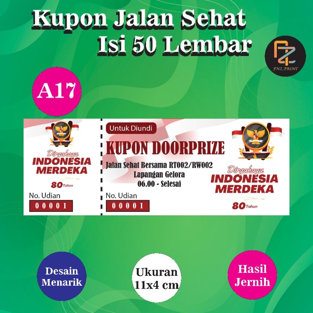 

kupon undian kemerdekaan ri (isi 50pcs) kupon 17 agutus kupon jalan sehat kupon doorprize