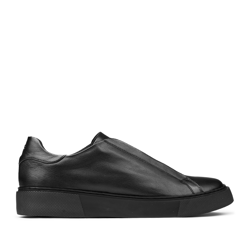 Prabu - Chandara All Black Sepatu Slip On Sneakers Kulit Pria Hitam