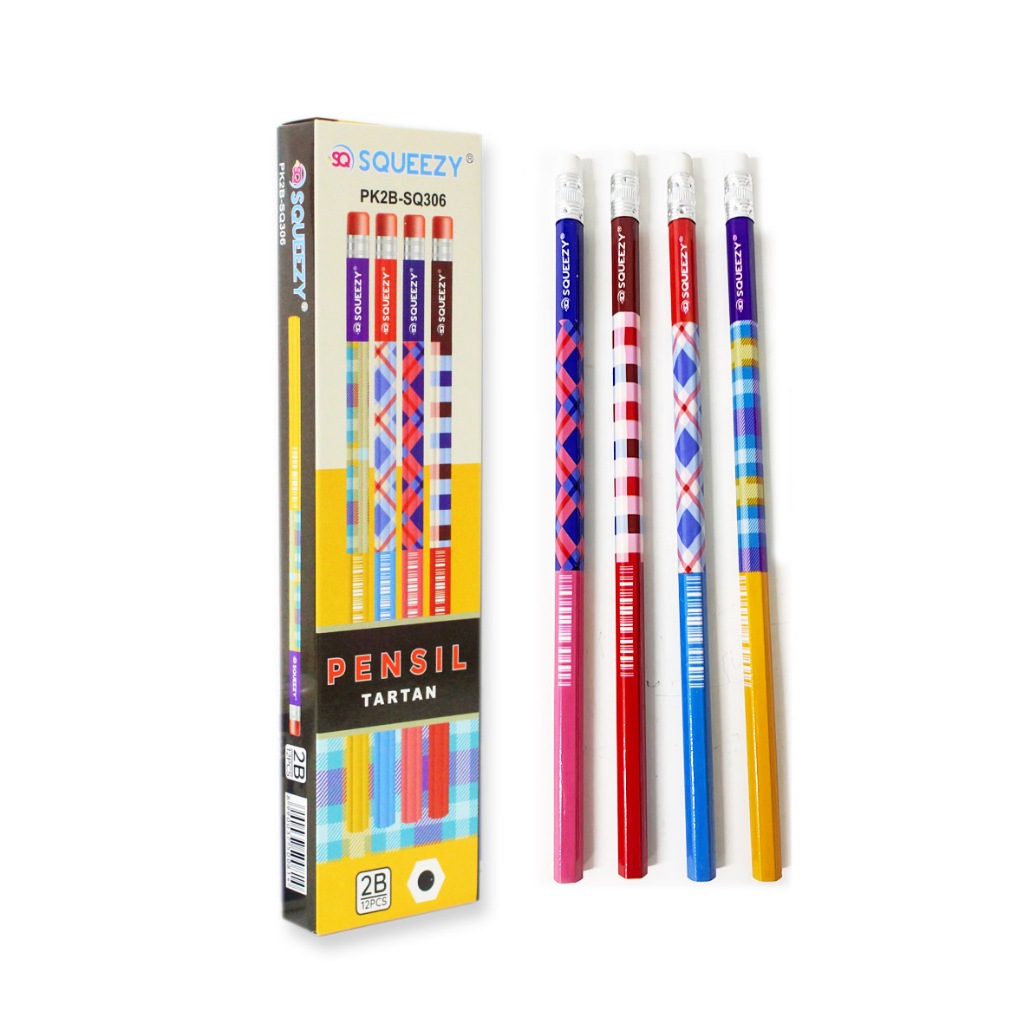 

Pensil Kayu 2B Squeezy SQ-306 (12 pcs) - Pensil Kayu untuk Ujian Komputer, Menggambar dan Sketsa