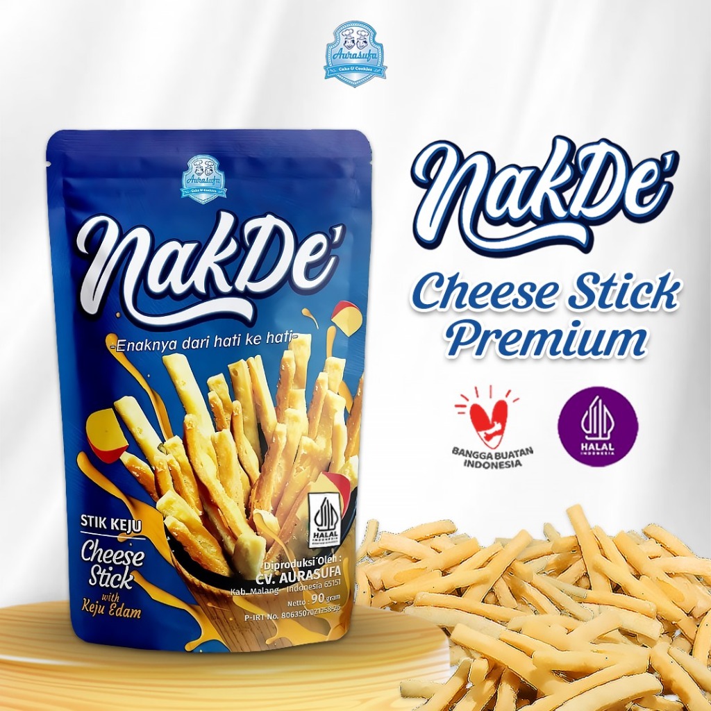 

NakDe Cheese Stick Premium, Stik Keju Edam Original, Cemilan Camilan Premium Diet