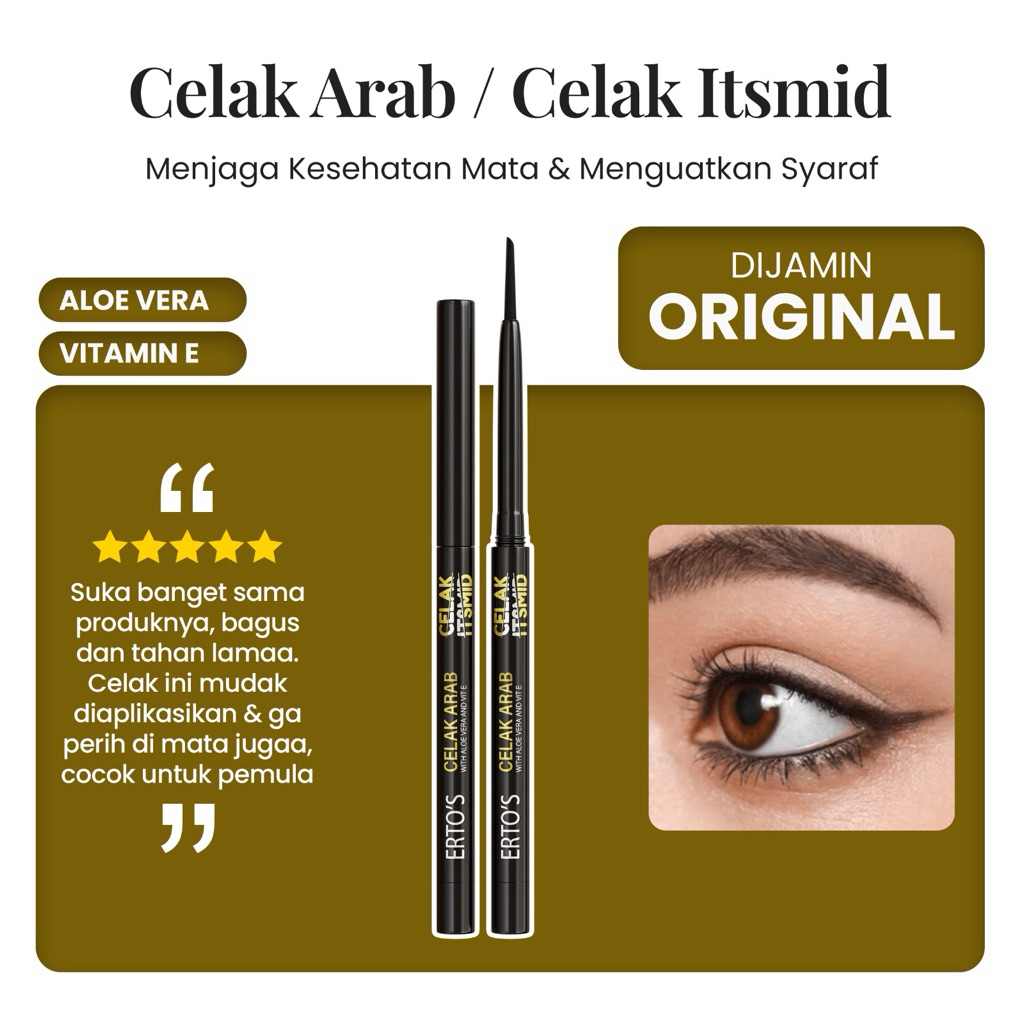 Ertos Celak Mata Itsmid Waterproof Tahan Lama Celak Arab Menjaga Kesehatan Mata
