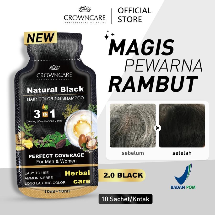 CrownCare Hair Coloring Shampoo Saset 10ml + 10ml