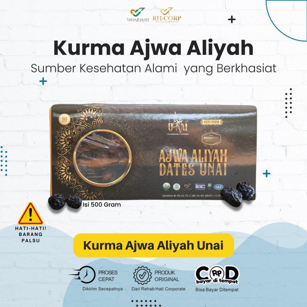 

Kurma Ajwa Aliyah Unai Organic Grade Premium 500 Gram - Kurma Nabi - Kurma Terenak - Kurma Termahal - Kurma Terbaik