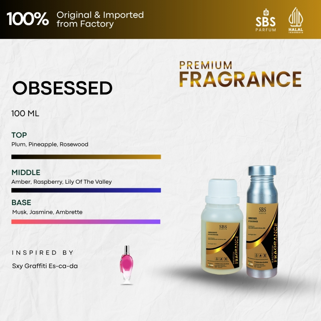 Bibit Parfum Murni Original [Obsessed-Premium] 100ml - Inspired by Sexy Graffiti Escada - Asli Ori T