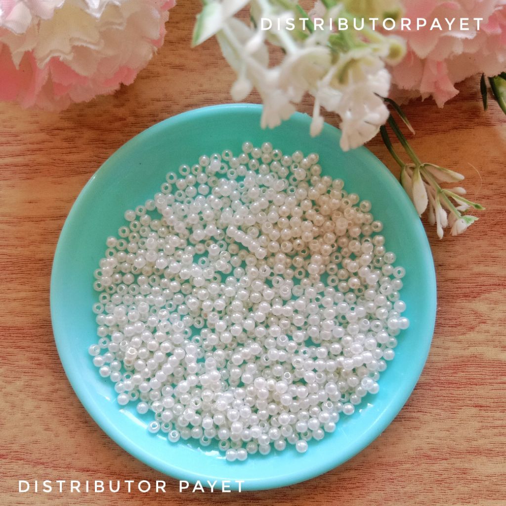 Mutiara Ringan putih 3mm | mutiara jahit