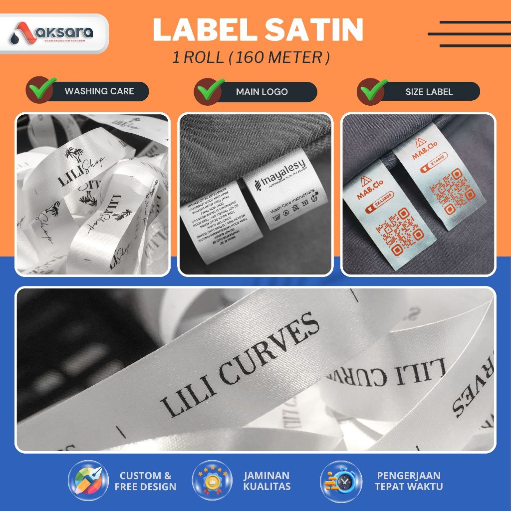 1 ROLL LABEL SATIN Label Baju Label Pakaian Label Mukena Label Hijab Label Baju Muslim Label Distro