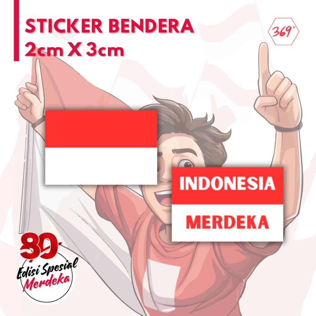 

369 - Sticker Pipi BENDERA INDONESIA isi 20 lembar Ukuran ± 3 cm x 2 cm