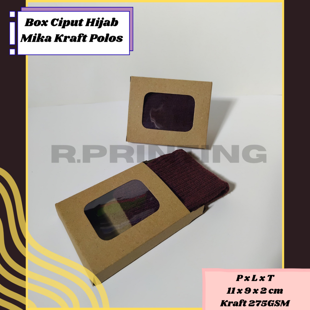 

Box Ciput Hijab Mika Mini/Box Souvenir Kraft Coklat Polos 275GSM
