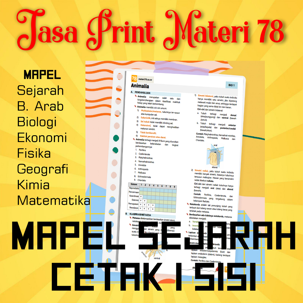 

(SEJARAH 1 Sisi) Jasa Print Cetak Materi 78 Ukuran A5 atau B5 Mapel Sejarah Cetak 1 sisi