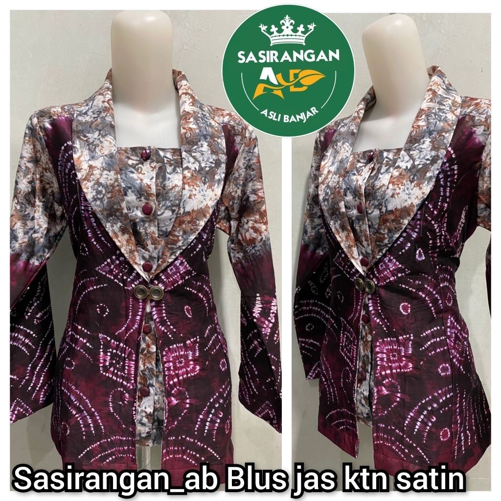 blus jas sasirangan warna. merah. marun