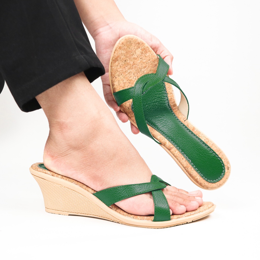 Sandal Kulit Wanita Wedges 5cm  - Sandal Kulit Wanita - Sandal Wanita Kulit Sapi Asli