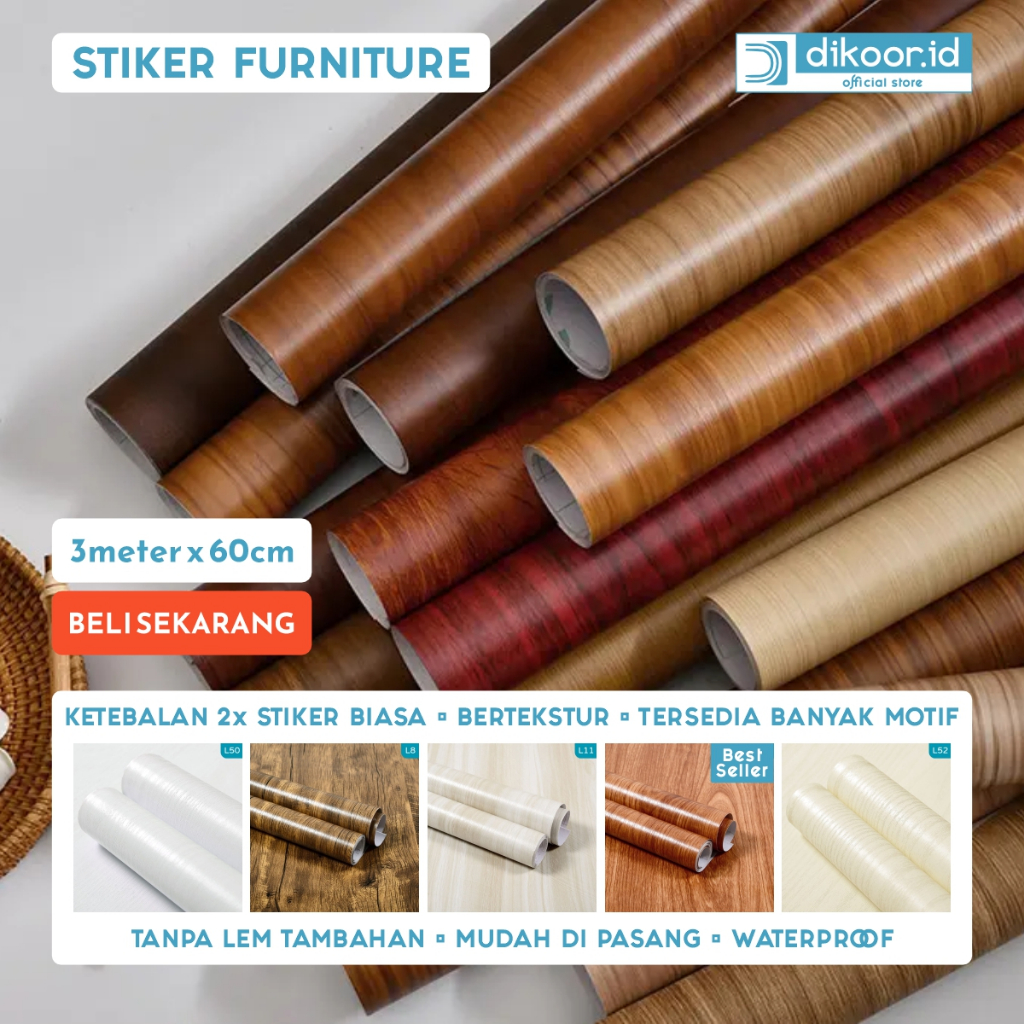 Wallpaper Stiker Furniture High Quality 2x Ketebalan Stiker biasa Pelapis Lemari Pintu Doff Kusen Me