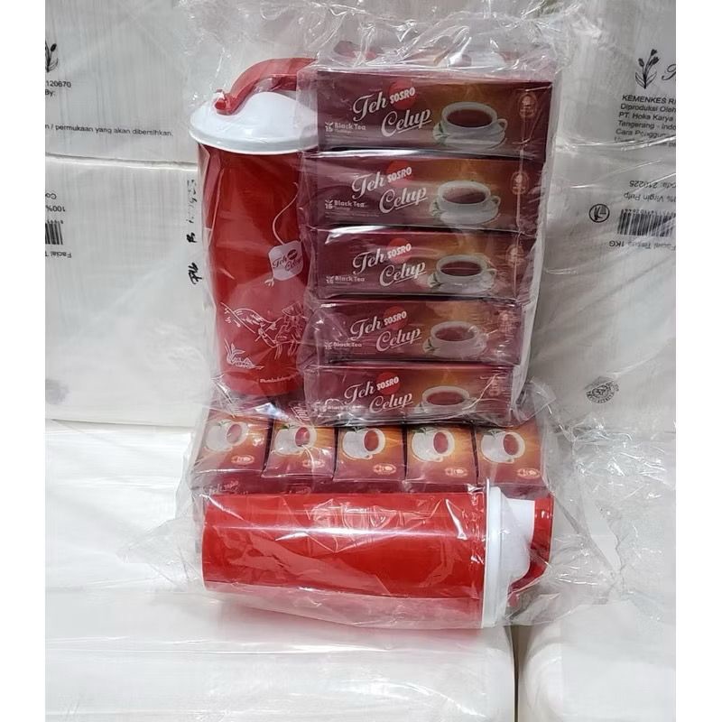 

PAKET teh celup Sosro 15bag isi 5box free Tumbler/ paketan Sosro celup free gelas cantik 500ml