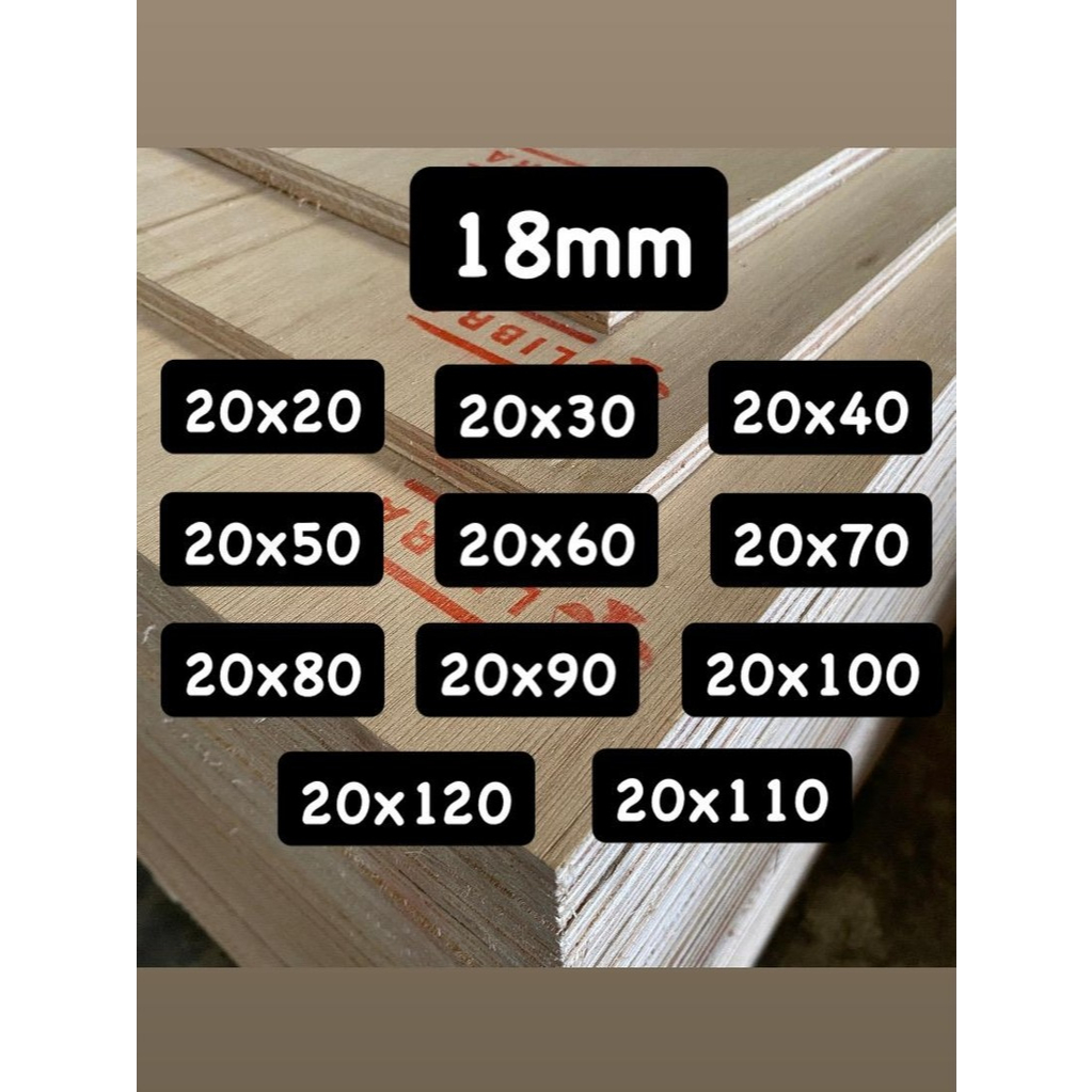 PREMIUM Triplek Meranti Tebal 18mm Ukuran 20cm Panjang Custom  Plywood Multiplek Halus