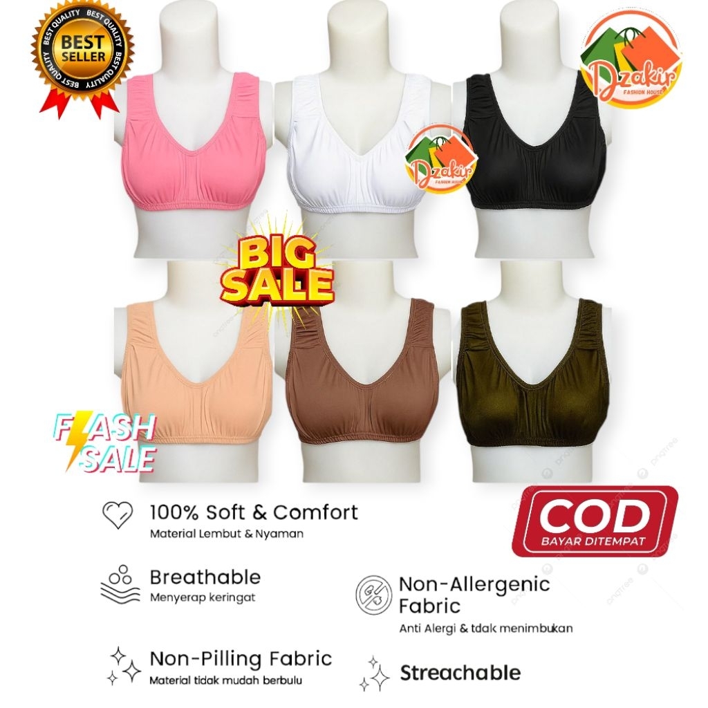 Bra Miniset Jumbo Isi 5pcs Wanita Dewasa Ukuran XXL BB 65-95Kg Isi 5pcs Termurah | Nyaman Lembut Coc