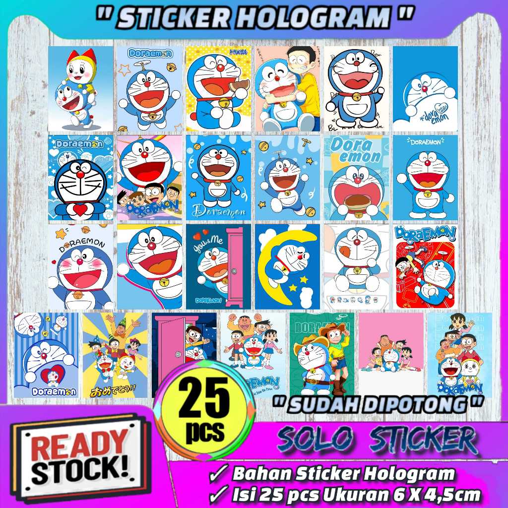 

Sticker Doraemon 25 pcs Bahan Hologram Anti Air Sudah Dipotong || STIKER AESTHETIC HP,LAPTOP,KOPER