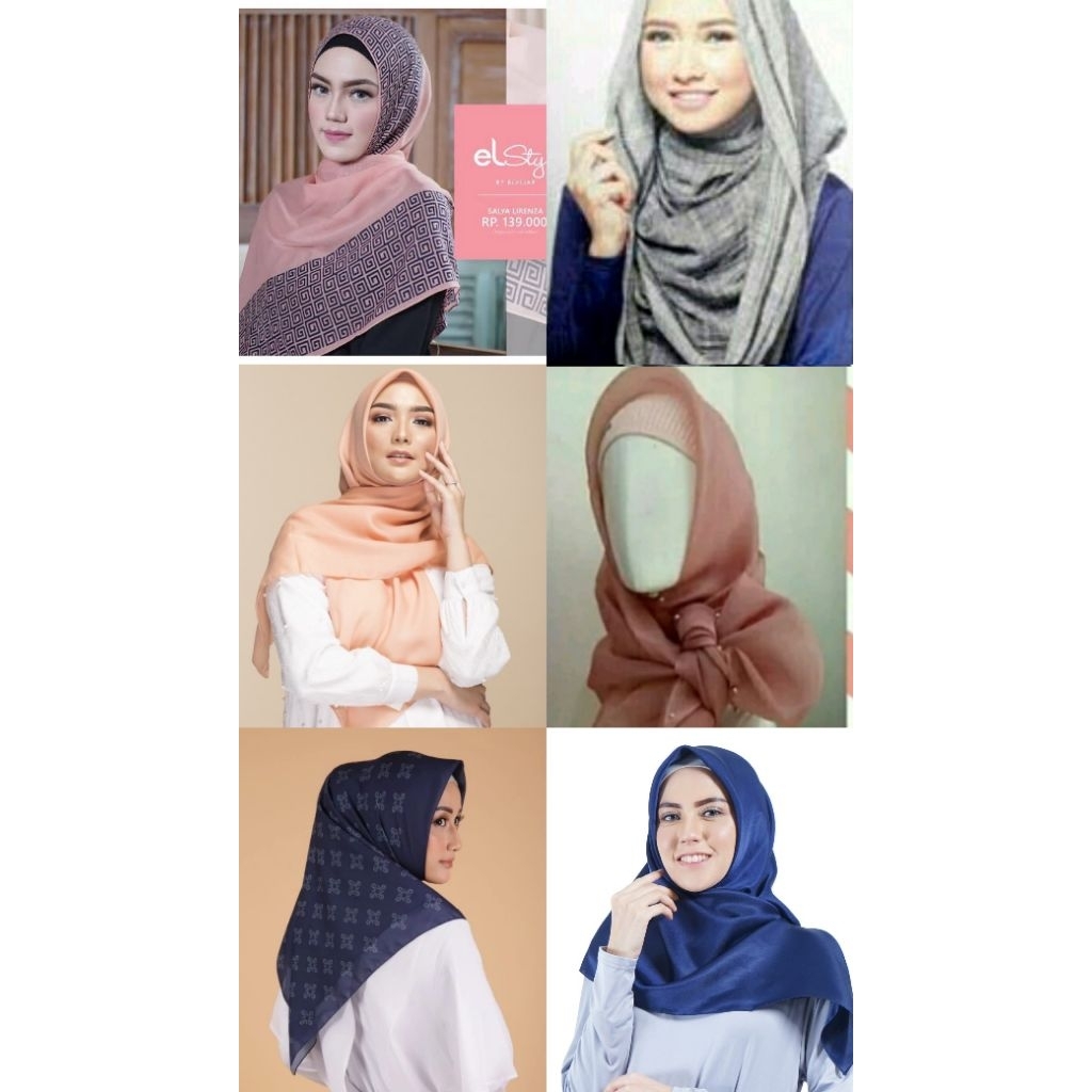 Hijab segi empat Elzatta Keisha Saviena | Jilbab Elzatta Keisha Siera | Scarf Elzatta polysilk glitt