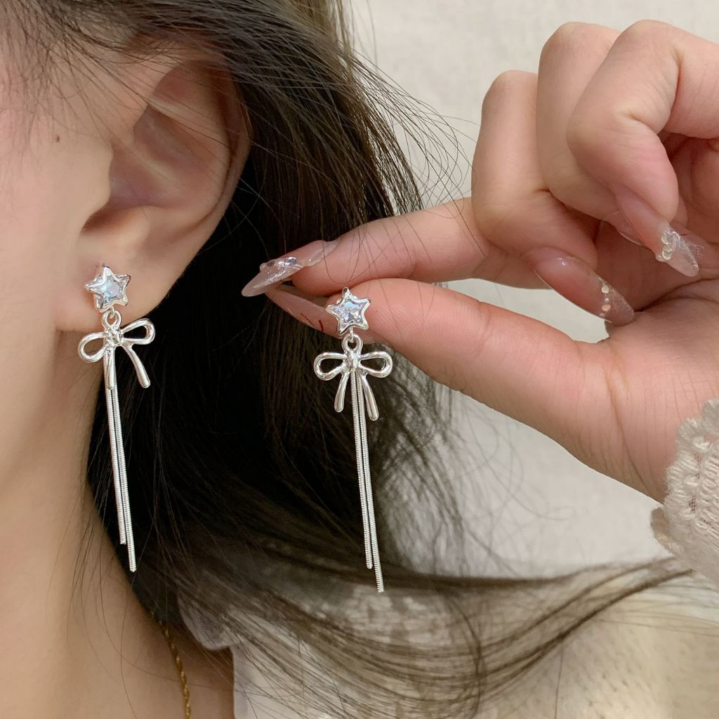 Jewelry Anting Titanium Panjang Anti Karat Fashion Korea Aksesoris Wanita Elegant Anting Rumbai Emas