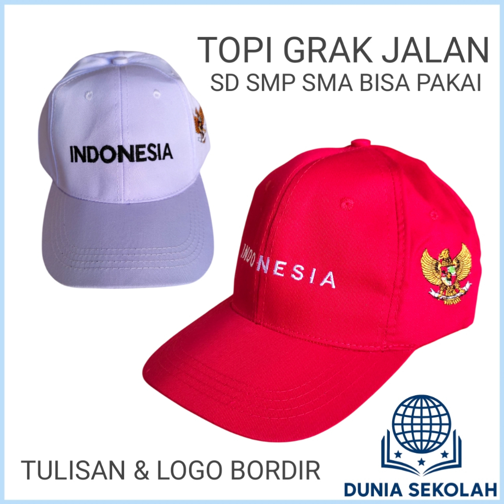 Dunia Sekolah - Topi Baseball Garuda Indonesia Bordir Topi Grak Jalan SD SMP SMA Remaja Kemerdekaan