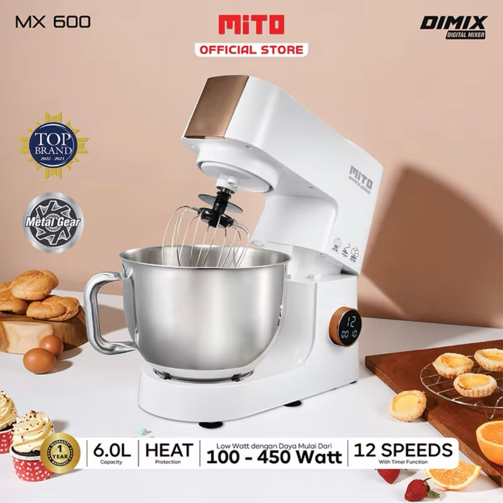 Stand Mixer Mito Mitochiba MX 600 DIMIX Pengadon adonan kue 6L