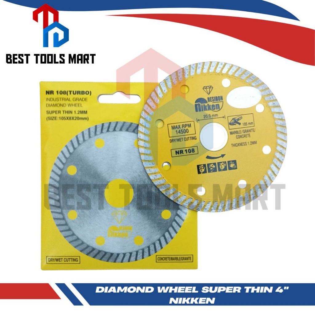 NIKKEN Diamond Wheel Mata Gerinda Potong Granit Keramik TURBO Tipis 4" Inch NIKKEN / Diamond Wheel N