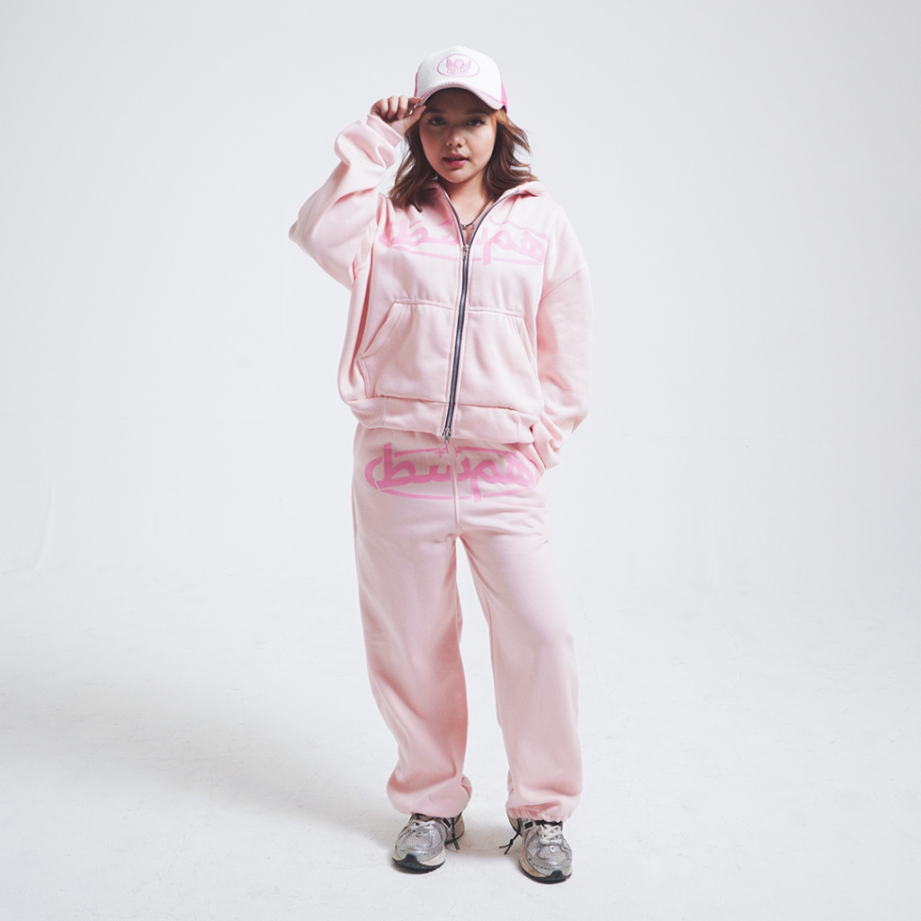 FREE ONGKIR HIMSIDE HOODIE BOXY DIFF SWEATER PINK DOUBLE ZIPPER JACKET RESLETING 280 GRAMASI TEBAL