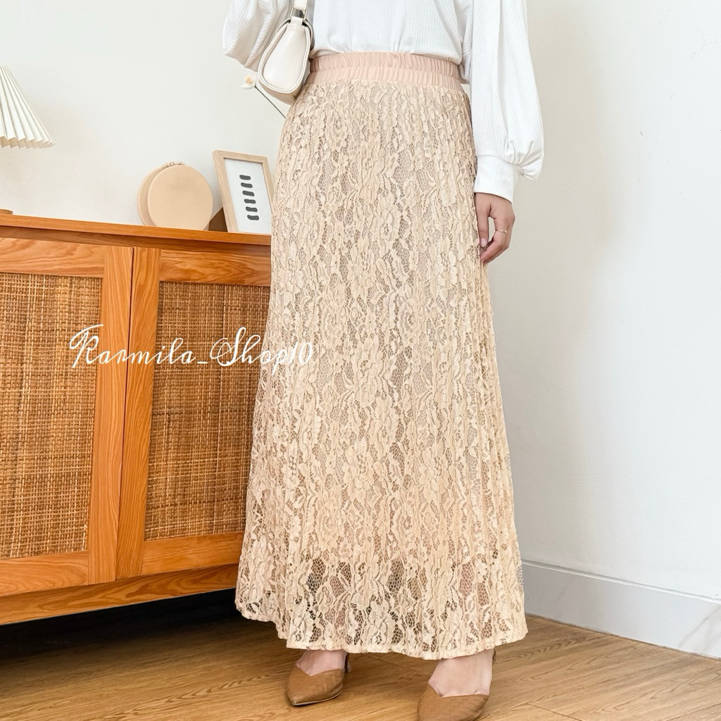 ( BROKAT Rok Pesta ) - Rok plisket Clasic Basic Brokat premium / Rok kebaya