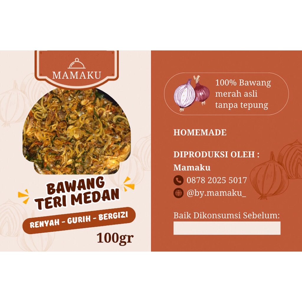 

paket murah bawang teri medan premium 100 gram original pedas jeruk home made by mamaku