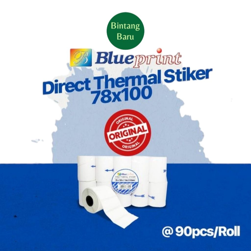 

Direct Thermal stiker Blueprint 78x100 @40mm direct thermal 78x100 isi 90pcs diameter 40mm untuk Resi Online