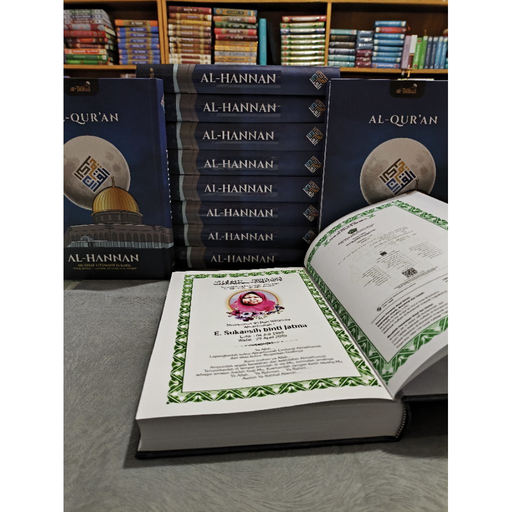 al quran custom sudah termasuk sisipan foto dan data almarhum