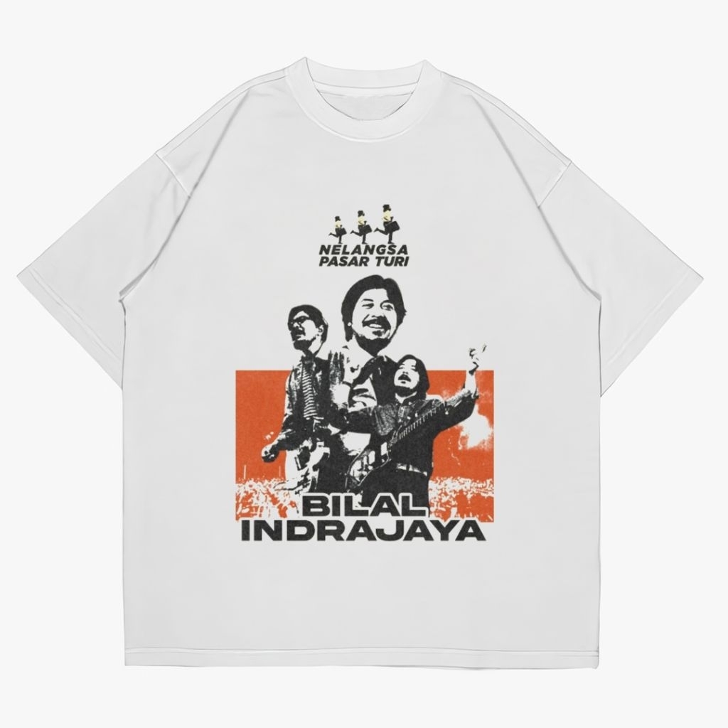 KAOS BAND BILAL INDRAJAYA "NELANGSA PASAR TURI" | T-SHIRT VINTAGE WHITE MADE | COMBED PREMIUM UNISEX