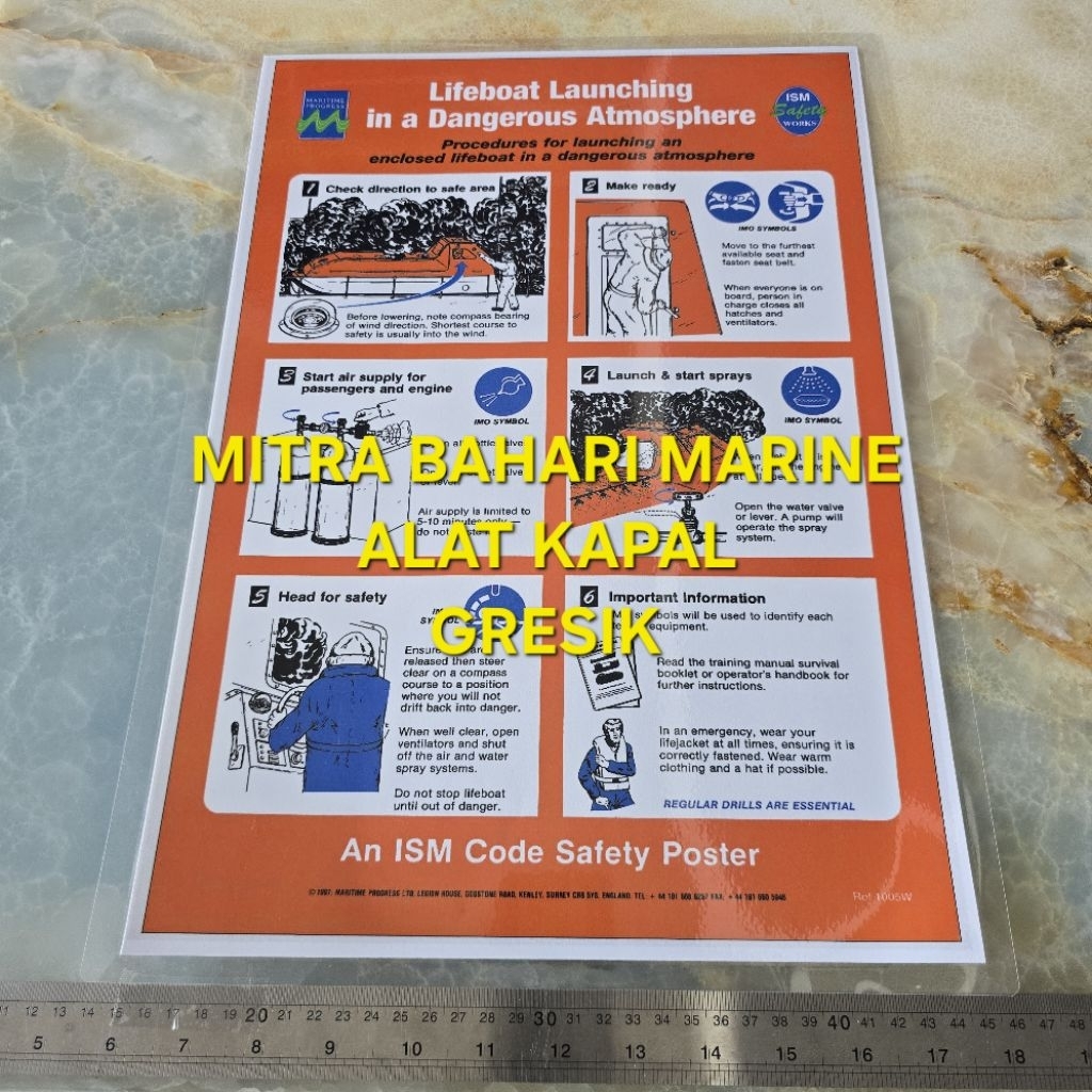 

Poster IMO Symbol IMPA 331505 Lifeboat Launching in a Dangerous Atmosphere Ukuran 480x330mm / A3+