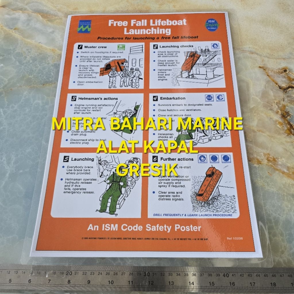 

Poster IMO Symbol IMPA 331520 Free Fall Lifeboat Launching Ukuran 480x330mm / A3+