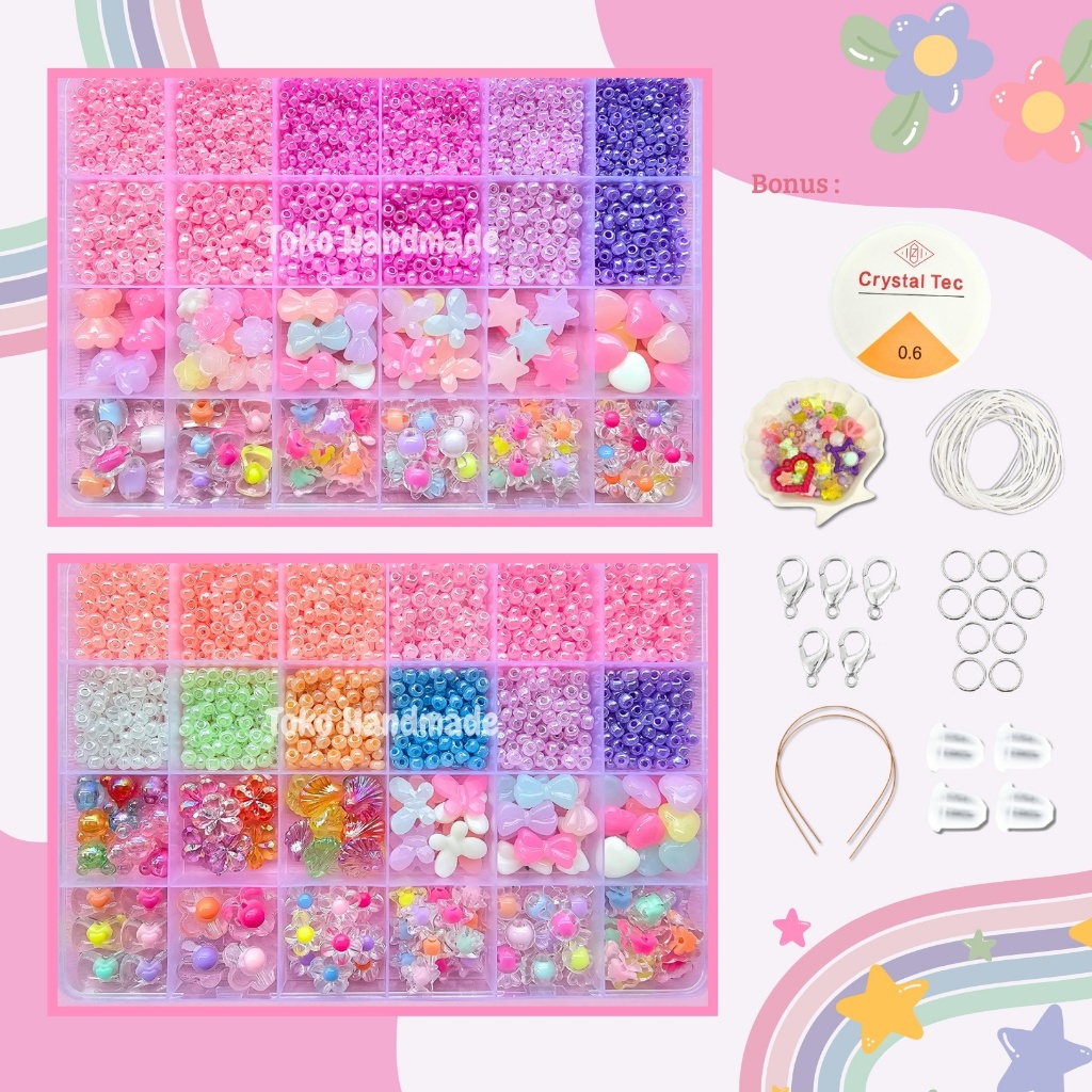 Toko Handmade - Pernak Pernik Gelang 1 Box Mute Manik Manik - DIY Gelang Manik Manik Aesthetic - DIY
