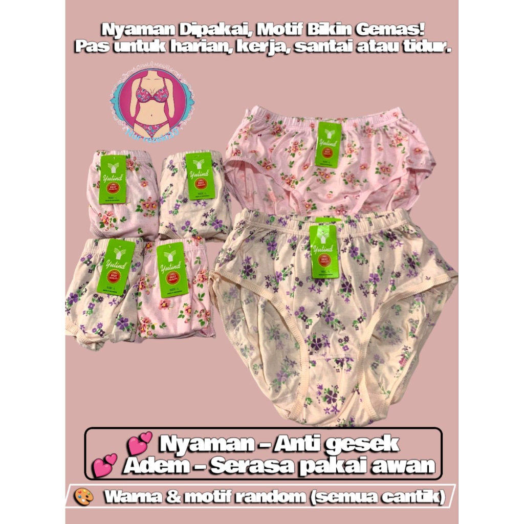celana dalam segitiga yutind/cd yutind motif bunga/cd wanita/cd lembut
