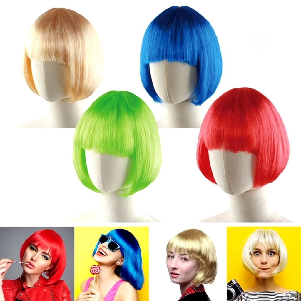 Rambut Wig Bob / Wig Rambut Pendek / Wig Costplay Bob / Wig Rambut Palsu Lurus