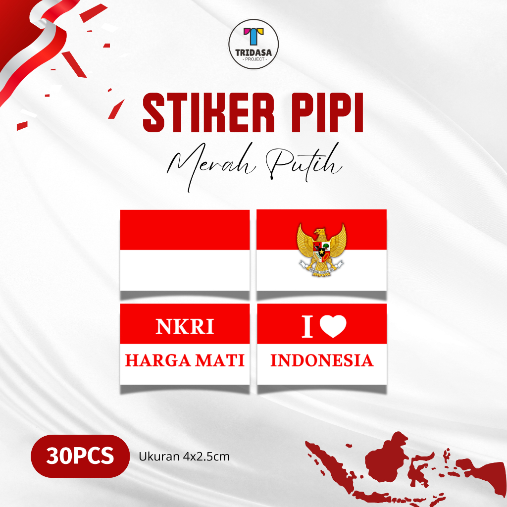 

(ISI 60PCS) Stiker Pipi Bendera Merah Putih | Stiker untuk Agustusan