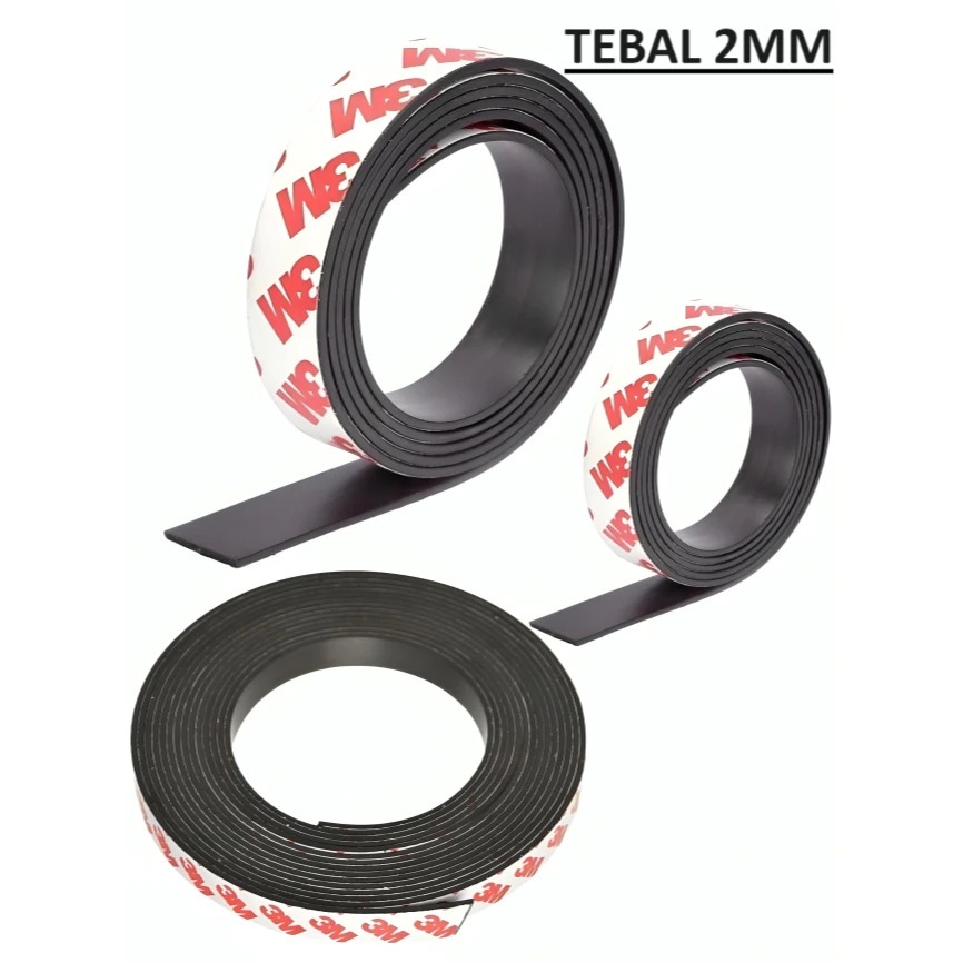 Magnet Strip lembaran tape 3M lebar 1.5 x 2 mm Double Tape Magnet Magnet Flexible Rubber Lembaran.mu