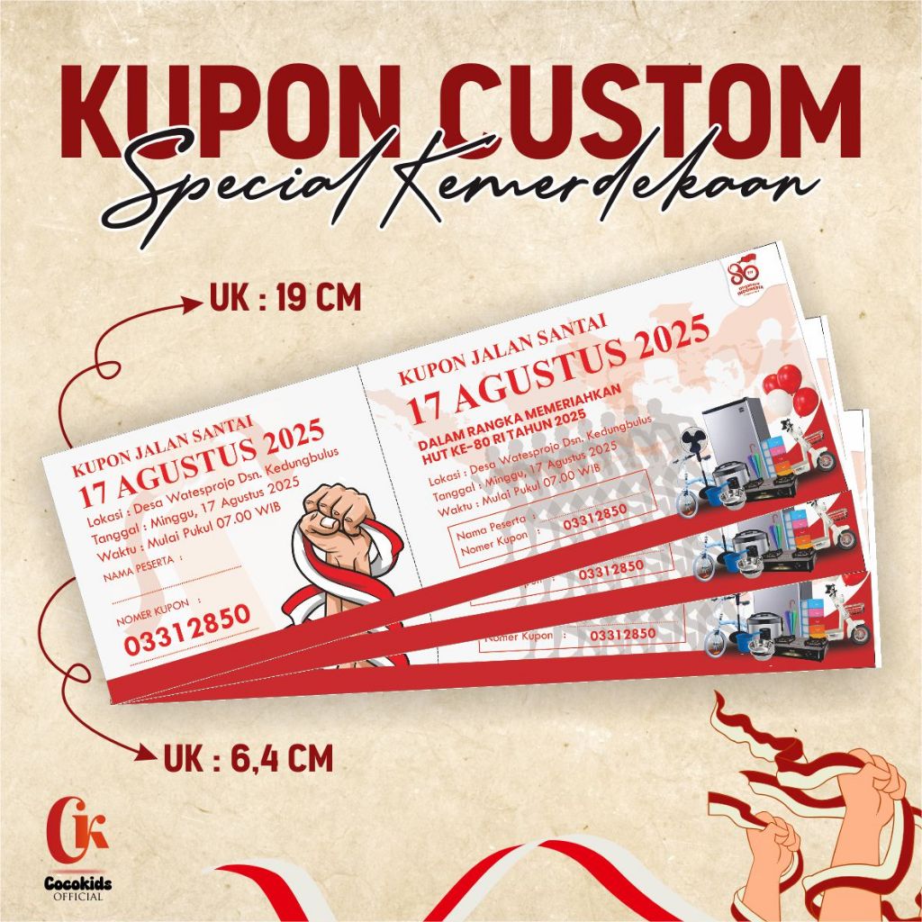 

KUPON JALAN SEHAT CUSTOM 17 AGUSTUS - KUPON UNDIAN KEMERDEKAAN MURAH