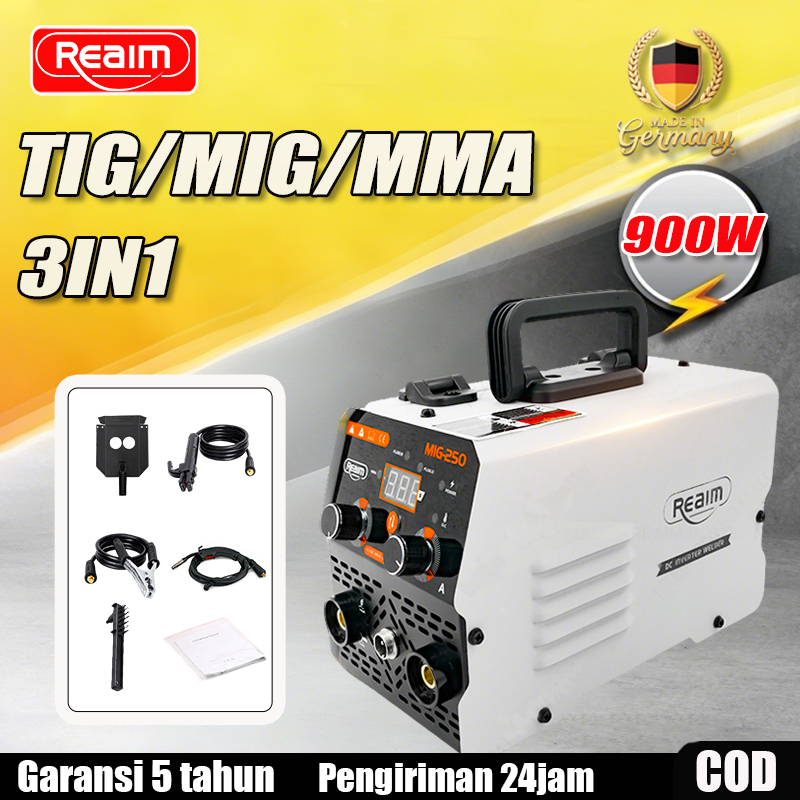 Reaim Mesin Las MIG-250 120A hingga 450W IGBT Inverter Las Listrik Travo untuk Pengelasan Tanpa Gas