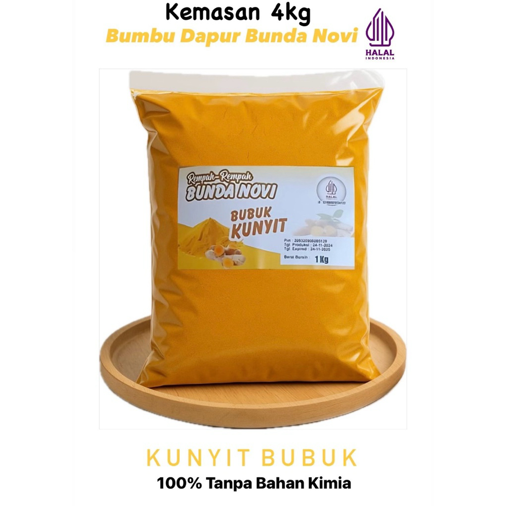 

[ Kemasan 4KG ] Kunyit Bubuk / Bumbu Dapur Masak / Aneka Bumbu Rempah Bubuk / Rempah Rempah Tanpa Campuran MSG 100% Halal