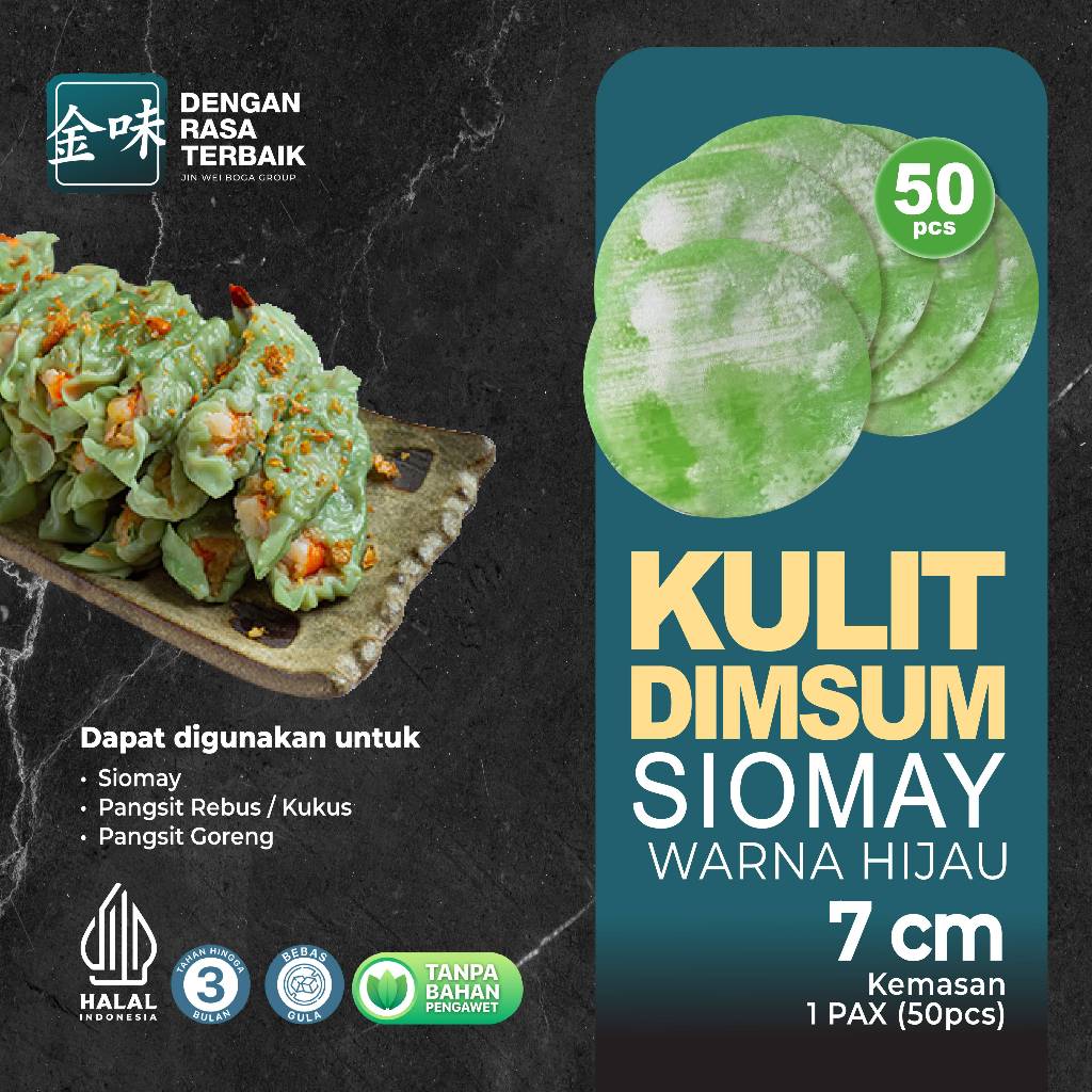 

DRT Kulit Siomay Dimsum 7cm Hijau 80pcs Halal | Kulit Tipis dan Lentur | Pewarna Makanan sudah BPOM