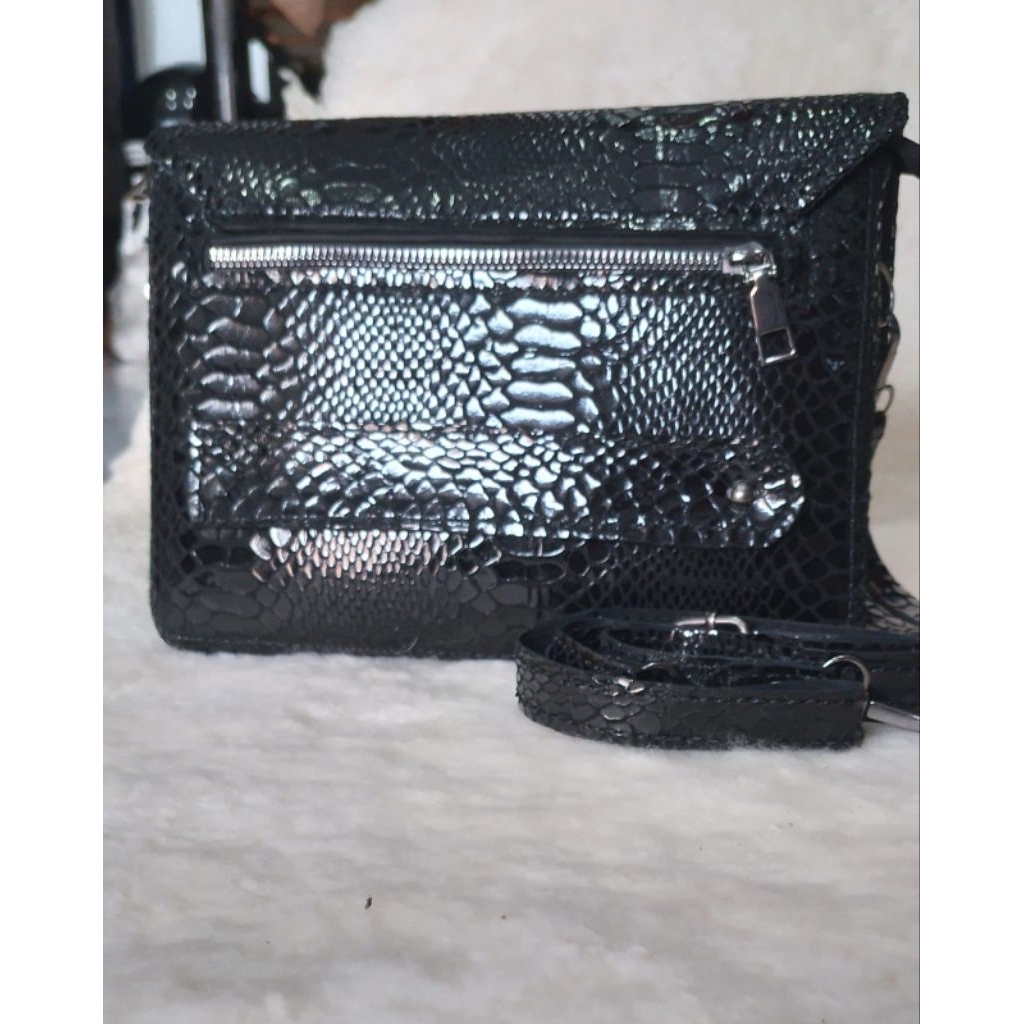 Tas handbag kulit domba asli motif ular